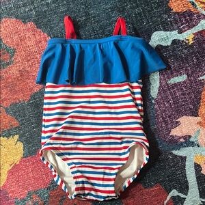 Hanna Andersson Red White and Blue Ruffle swimsuit size 2T